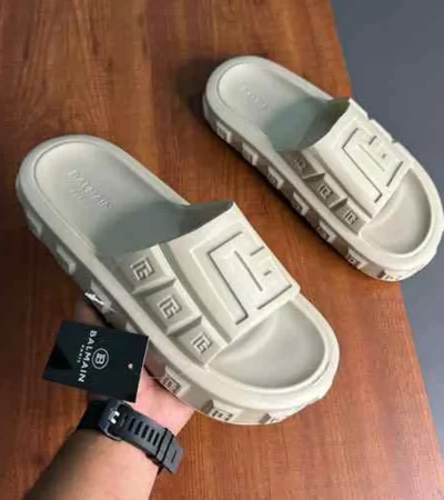 Premium Balmain Ari Beige Slide For Men (SP511)