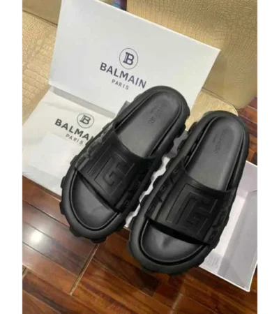 Premium Balmain Ari Black Slide For Men (SP509)