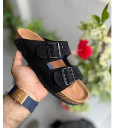 Premium Birkenstock Birko Flor Black Suede For Men (SNC534)
