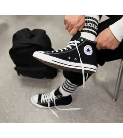 Premium Converse All Star Long Black Shoes For Men (FST1105)