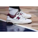 Premium New Balance 550 White Burgendy Shoes For Men (BME151) - Image 3
