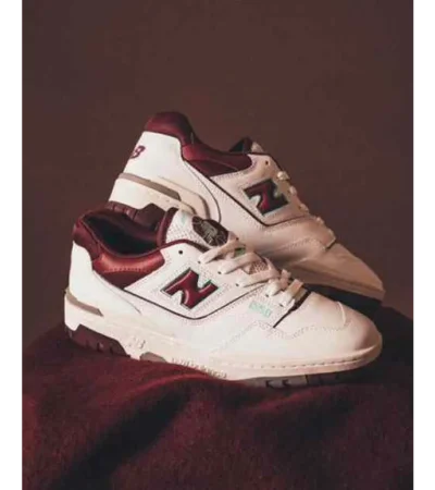 Premium New Balance 550 White Burgendy Shoes For Men (BME151)