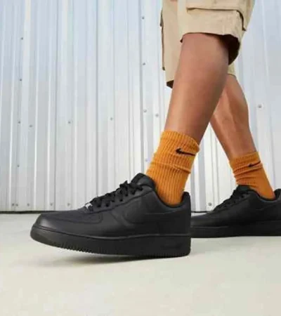Premium Nike Air Force 1 Black Pure Leather Shoes For Men (SHI518) - Image 2
