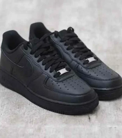 Premium Nike Air Force 1 Black Pure Leather Shoes For Men (SHI518)