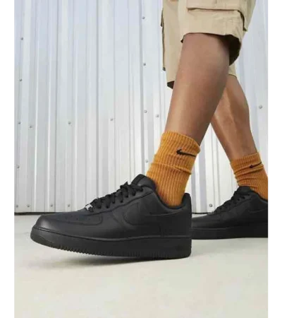 Premium Nike Air Force 1 Black With Dust Bag Pure Leather Shoes For Men (BME82) - Image 2