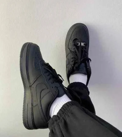 Premium Nike Air Force 1 Black With Dust Bag Pure Leather Shoes For Men (BME82)