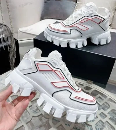Stylish Prada Cloudbust Thunder White Red Shoes For Men (LL636)