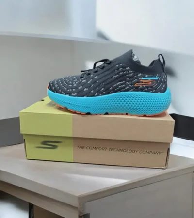 Stylish Skechers Max Road Hyper Burst Black Blue Shoes For Men (SW5800)