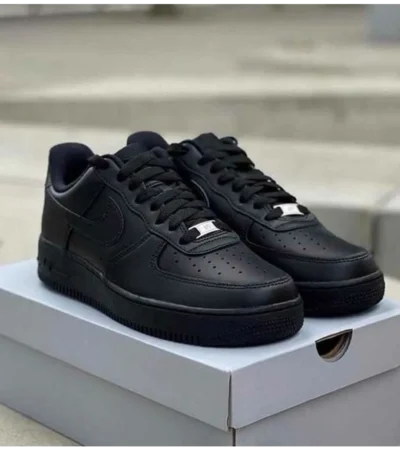 Trendy Nike Air Force 1 Short Black Leather Shoes For Men (SW5641)