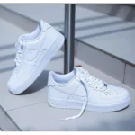 Trendy Nike Airforce 1 White Pure Leather Shoes for Men (SW4784)